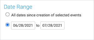 Reports- All dates since creation or Date Range option